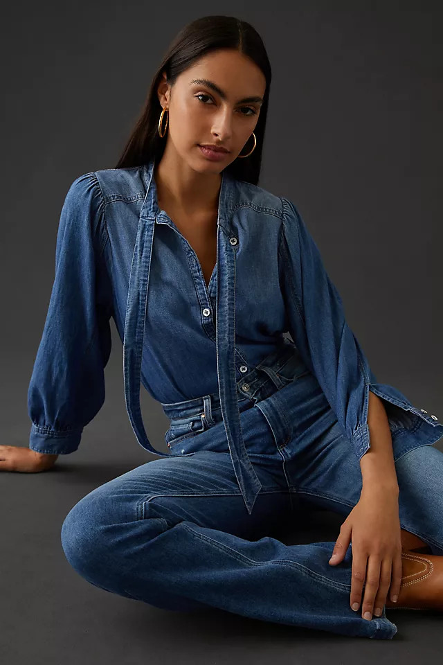 Pilcro Tie-Neck Blouse | Anthropologie (US)