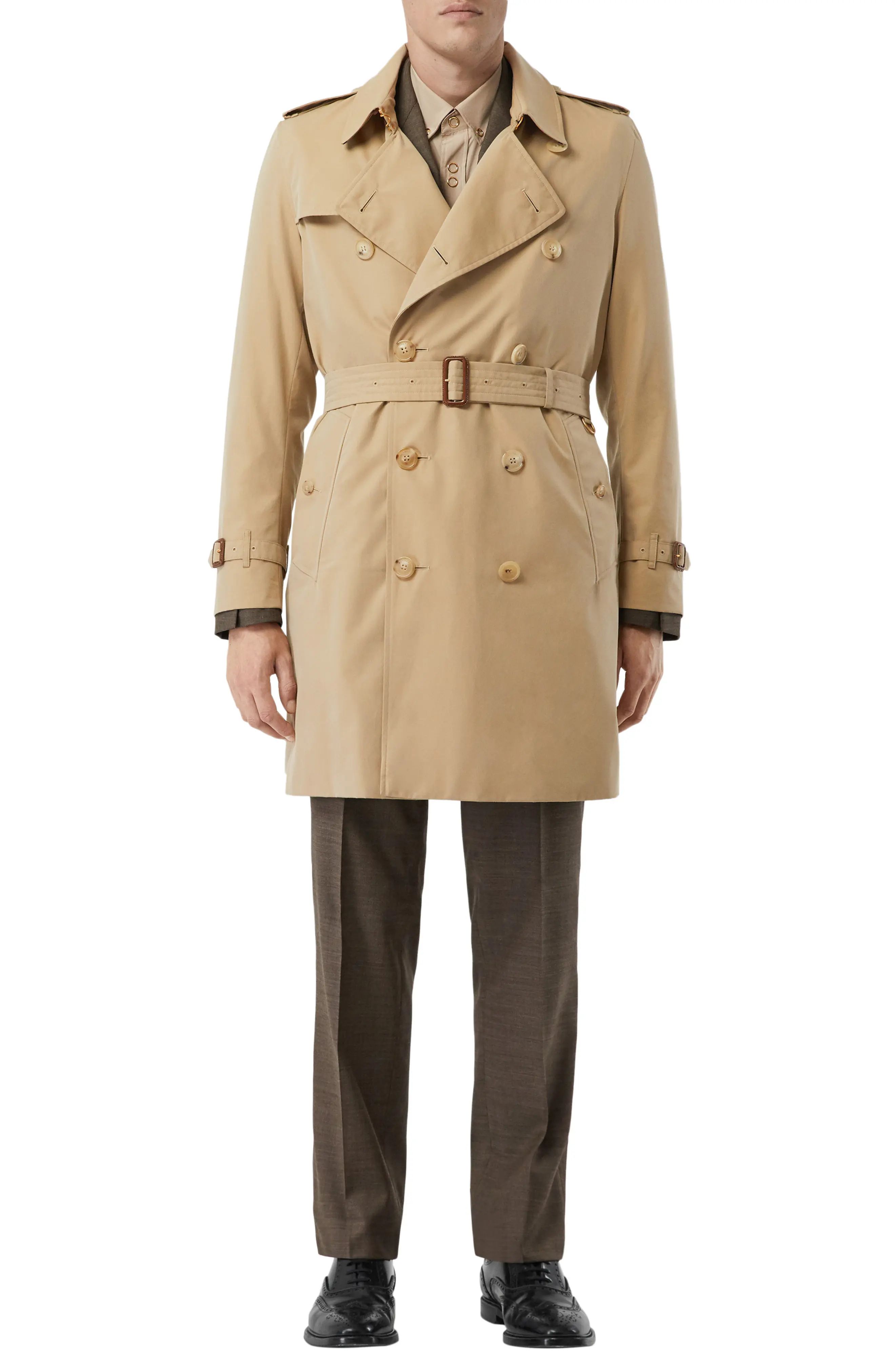 Men's Burberry Kensington Mid Trench Coat, Size 38 - Beige | Nordstrom