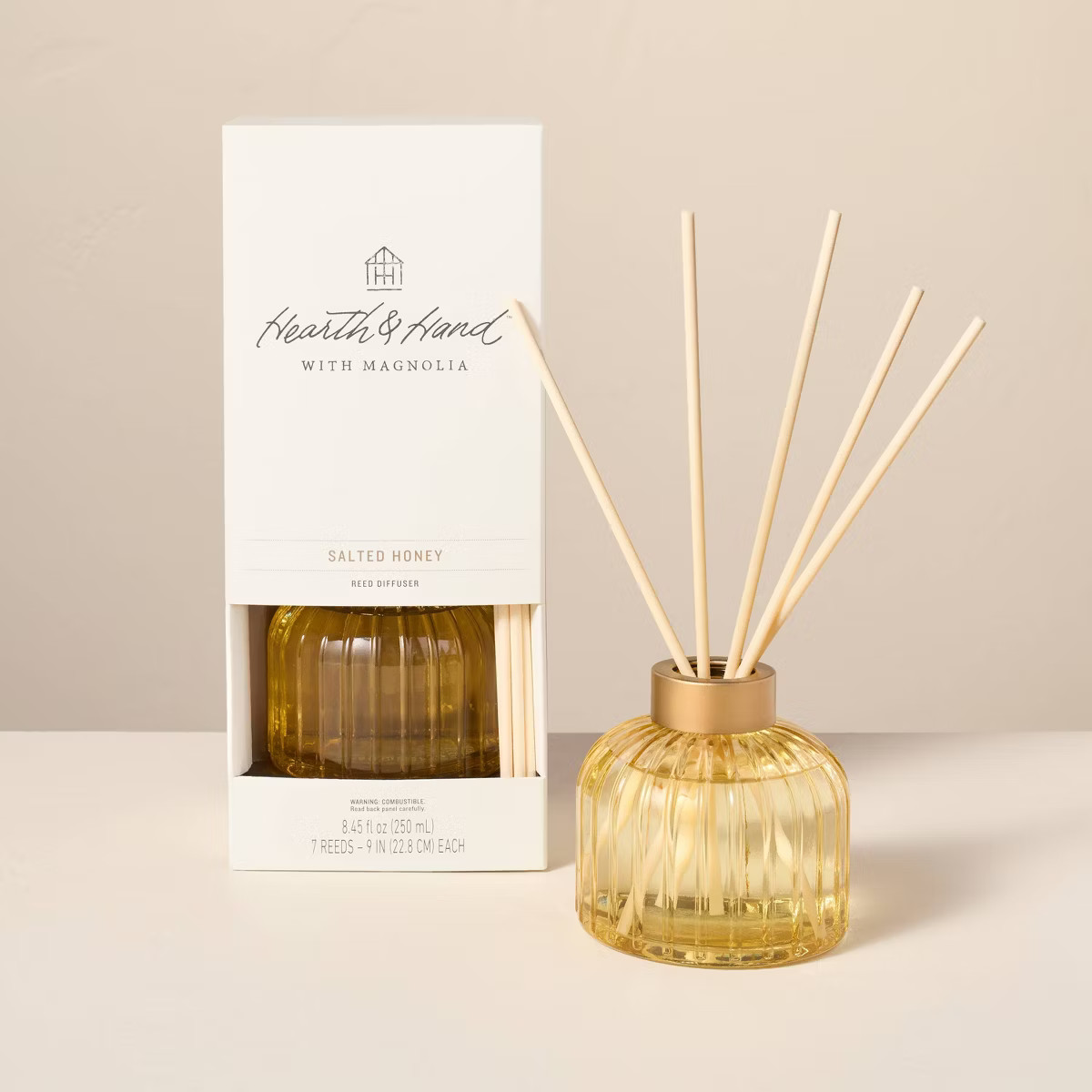 8.45 fl oz Ribbed Glass Diffuser - Hearth & Hand™ with Magnolia | Target