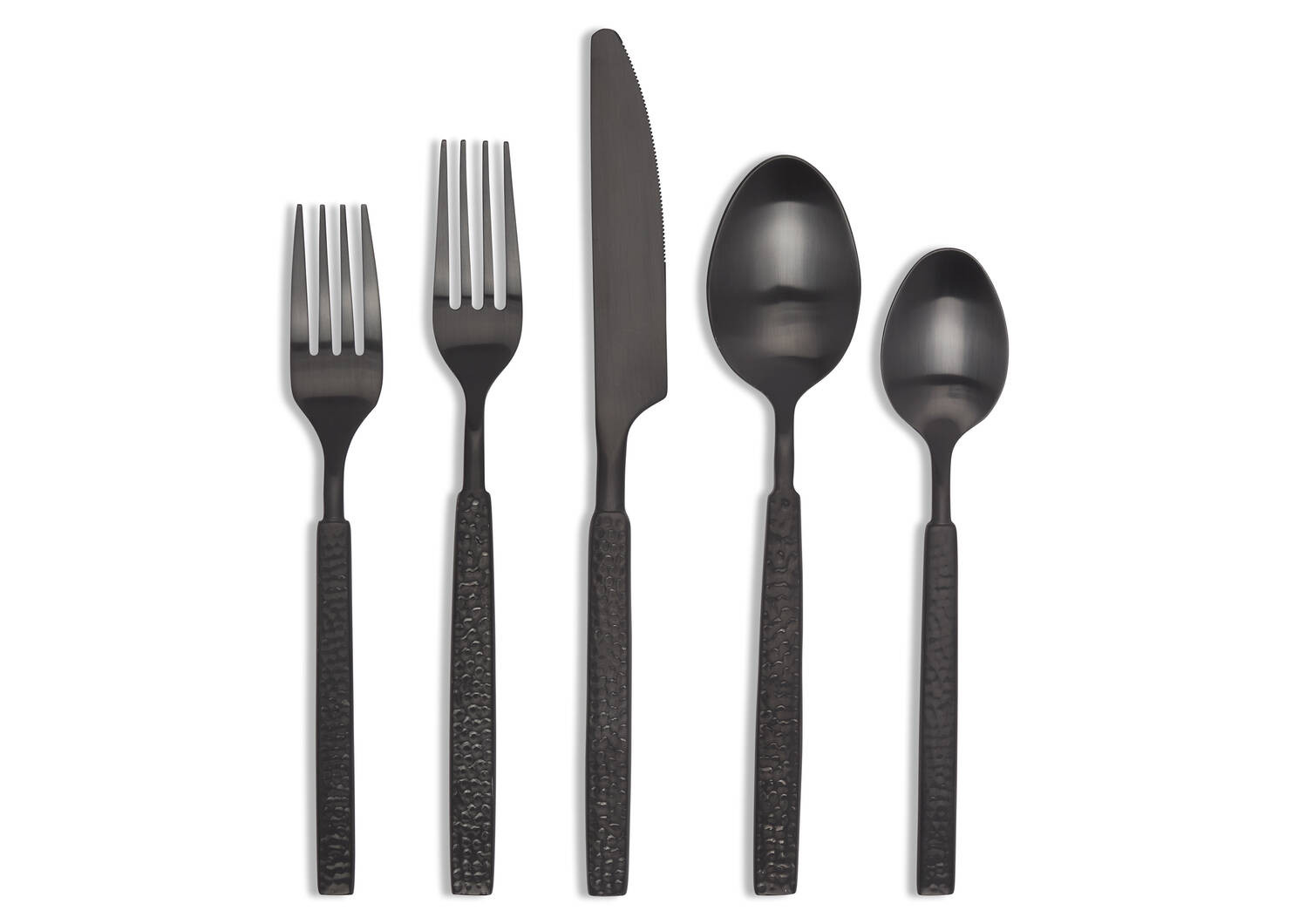 Hammered 5pc Cutlery Set Matte Black | Urban Barn