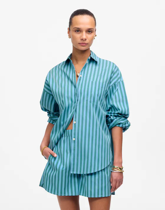 Boxy Button-Up Shirt in Stripe | Madewell