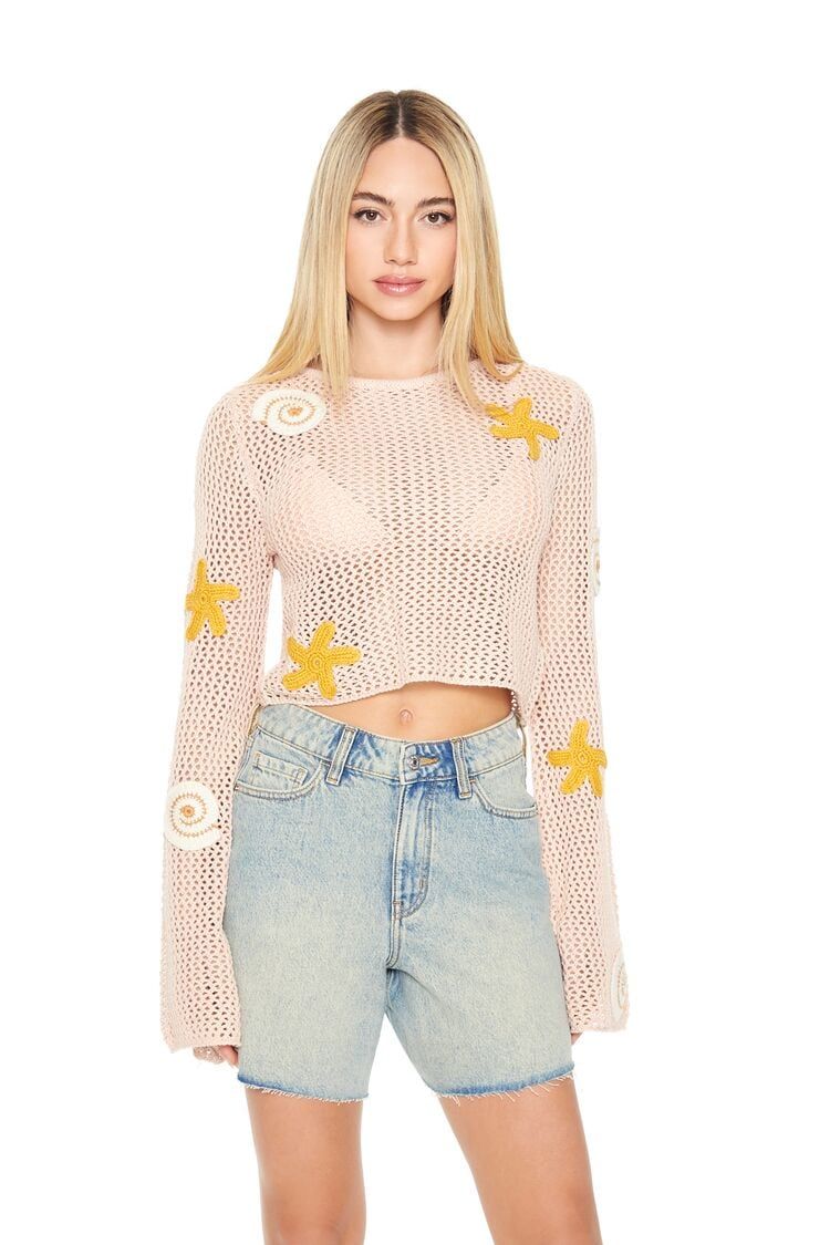 Starfish & Seashell Patch Sweater | Forever 21