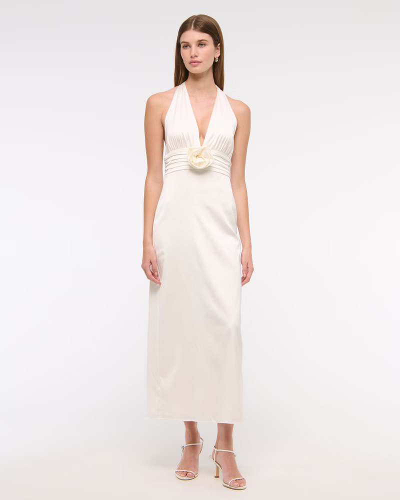 Rosette Halter Midi Dress | Abercrombie & Fitch (US)