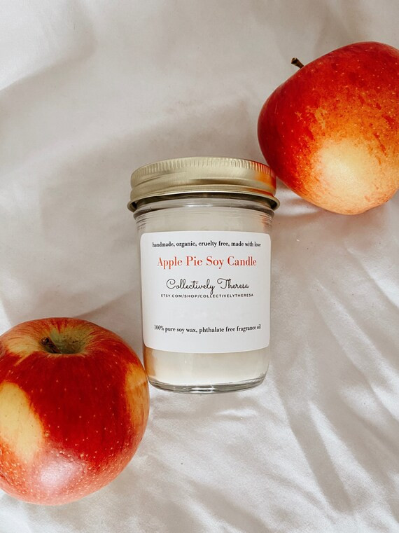 Organic Apple Pie Soy Wax Candle | Hand Poured | All-Natural | Dye Free | Phthalate Free | Autumn... | Etsy (US)