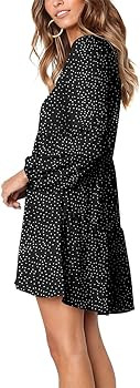 Amoretu Women Summer Tunic Dress V Neck Casual Loose Flowy Swing Shift Dresses | Amazon (US)