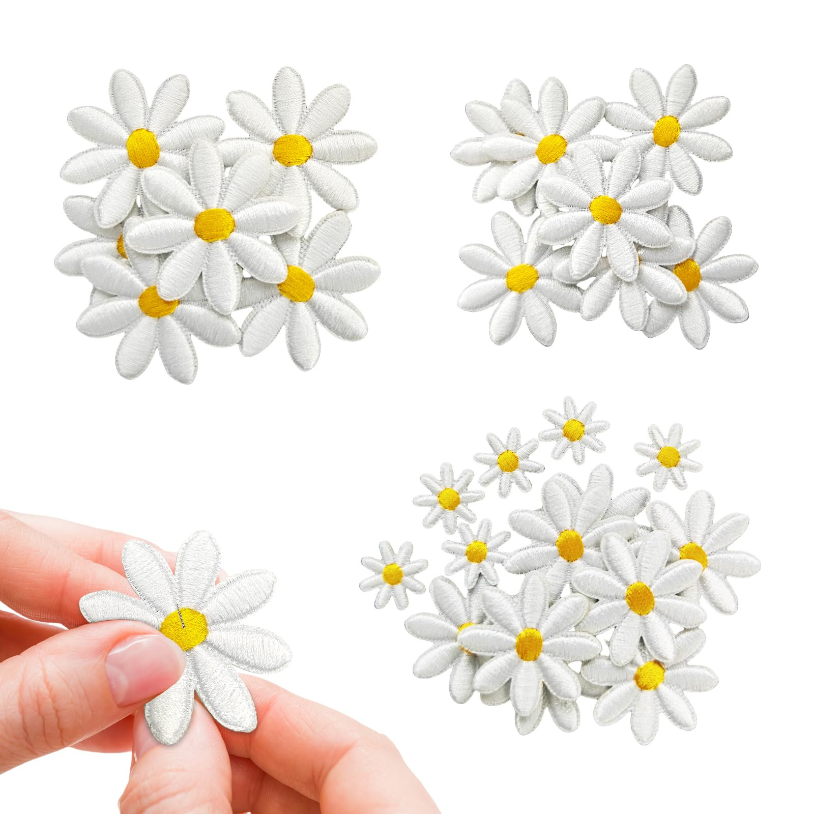 40Pcs 4 Sizes Daisy Flower Iron On Patches, Cute Embroidery Applique Patch for DIY Decoration Clo... | Amazon (US)