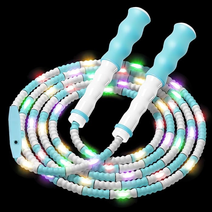 JAMIEWIN LED Light Up Jump Rope for Kids, Adjustable Colorful beaded jump rope for Girls & Boys 4... | Amazon (US)