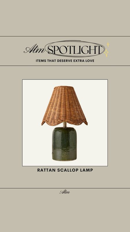 ATM Spotlight - Magnolia Rattan Scallop Lamp!

Pretty good price too at $168!

magnolia home, lamp, rattan lamp, scalloped lamp, green lamp, cottage style, ceramic lamp

#LTKhome