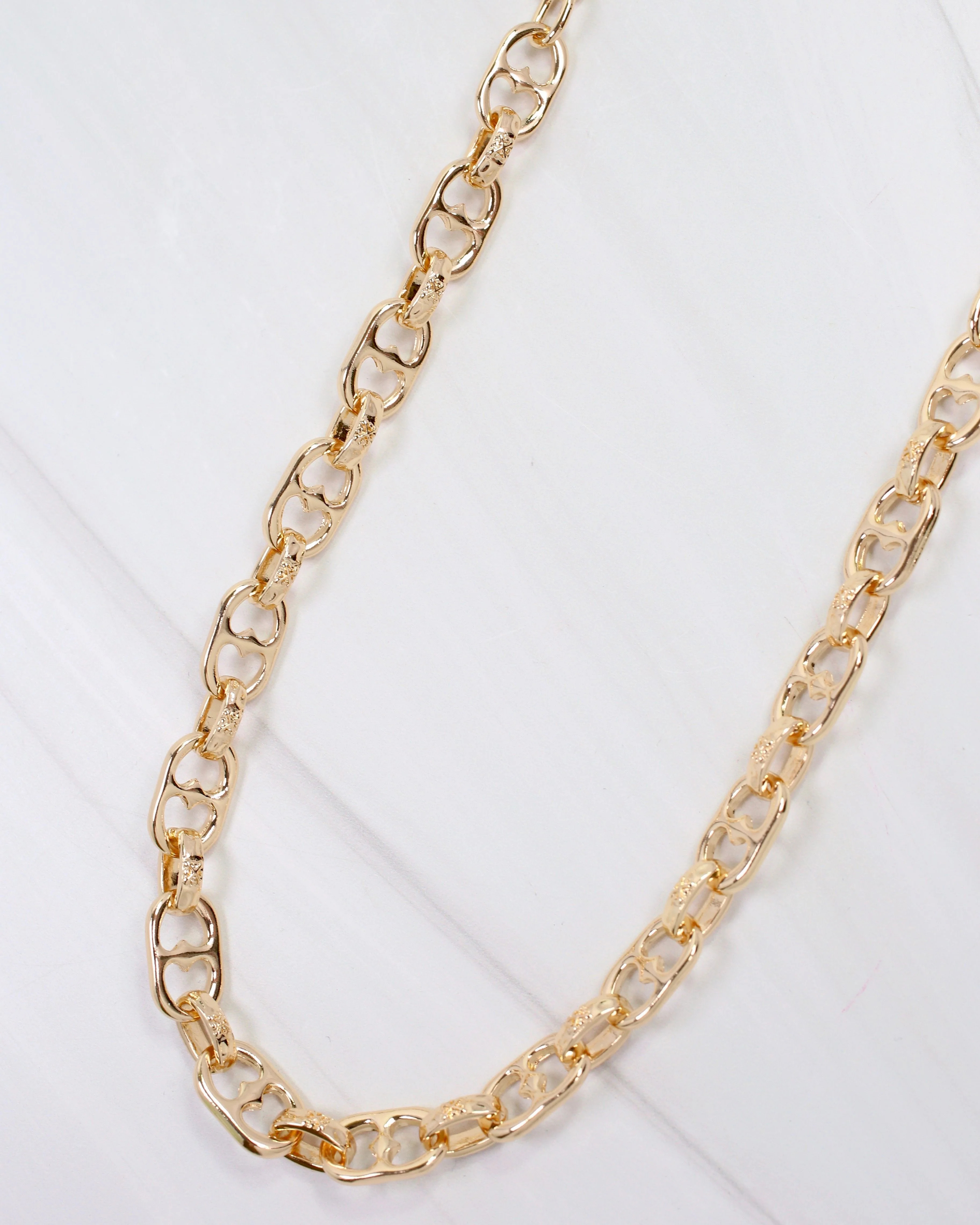 Grand Forks Double Ring Chain Necklace Gold | Caroline Hill