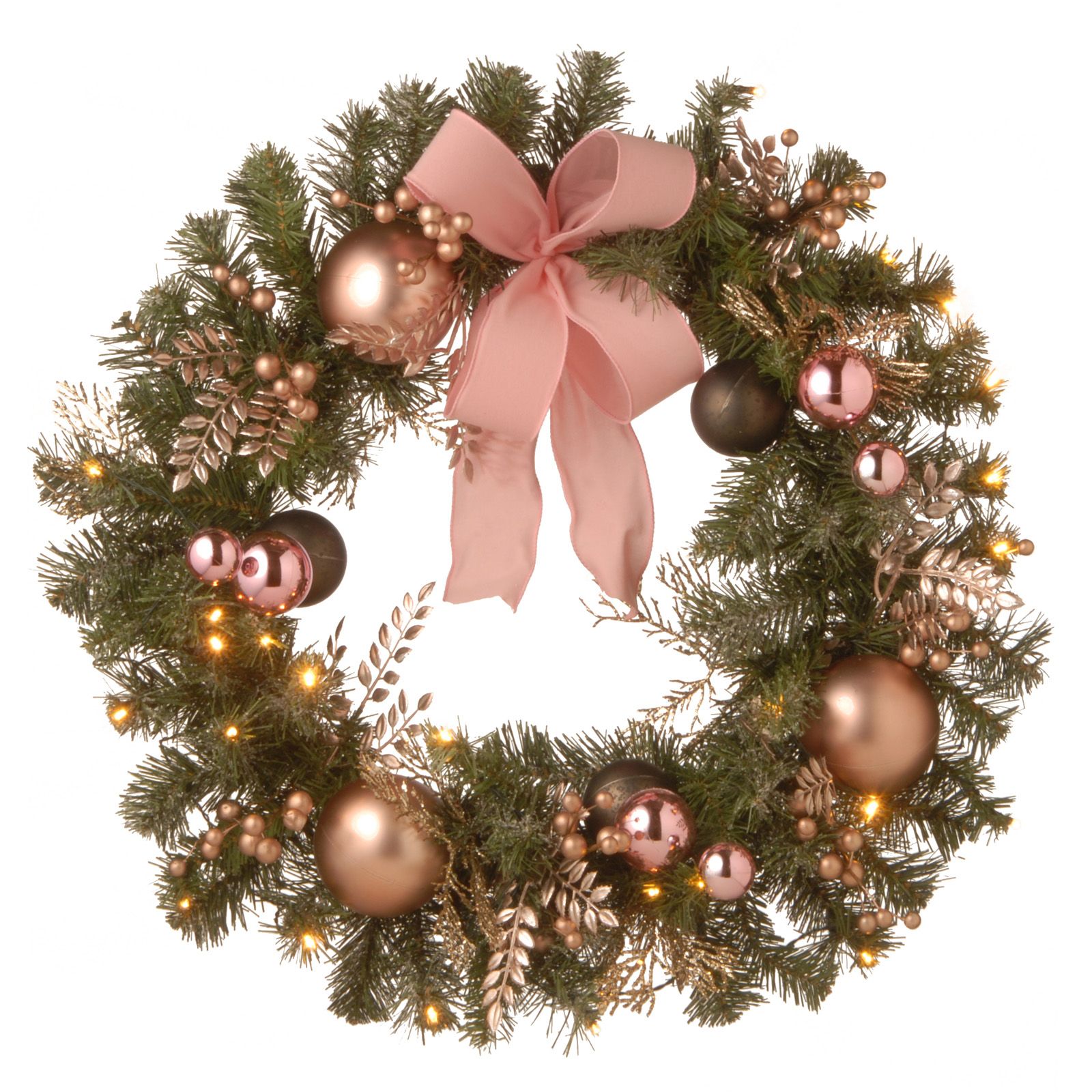 National Tree Company 28 in. Pre Lit Battery Operated Pine Wreath | Hayneedle