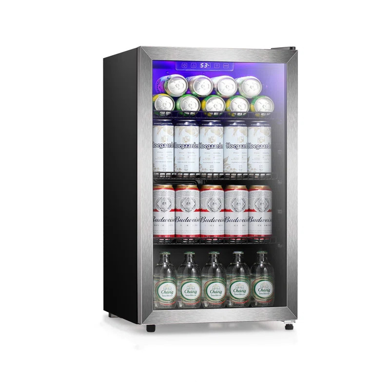31.5"H X 17.5"W X 19.61"D Beverage Cooler Refrigerator Soda Drink Beer Fridge with Wine Storage | Wayfair North America