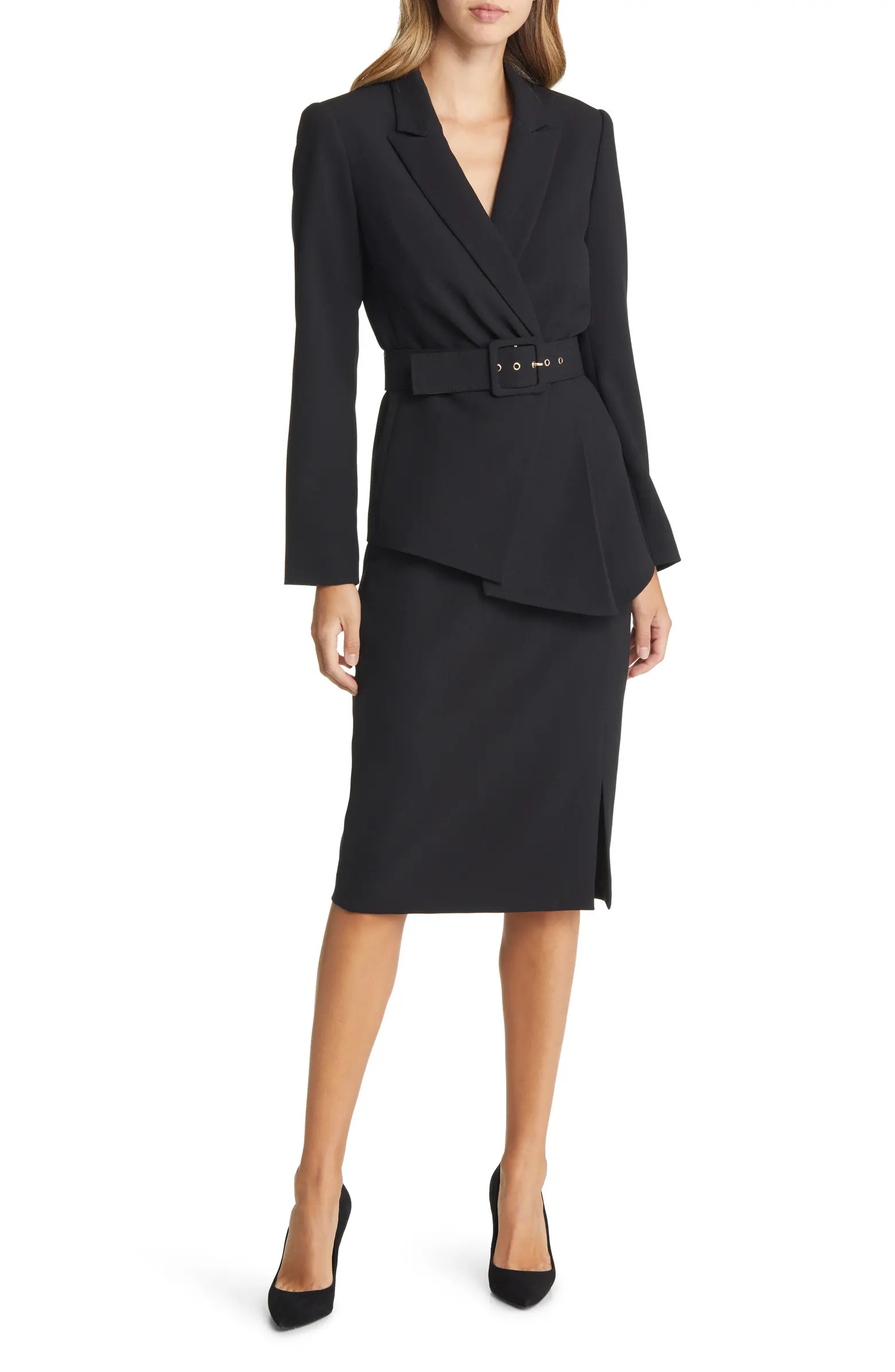 Tahari ASL Nested Belted Jacket and Skirt | Nordstrom | Nordstrom
