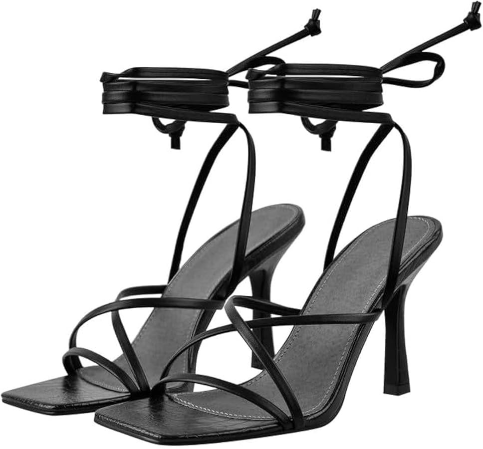 LISHAN Women's Stiletto High Heels Strappy Lace Up Sandals | Amazon (US)