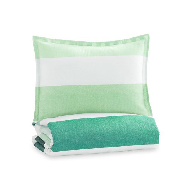 Gap Home Kids Ombre Stripe Reversible Organic Cotton Blend Comforter Set, Twin, Green, 2-Pieces -... | Walmart (US)