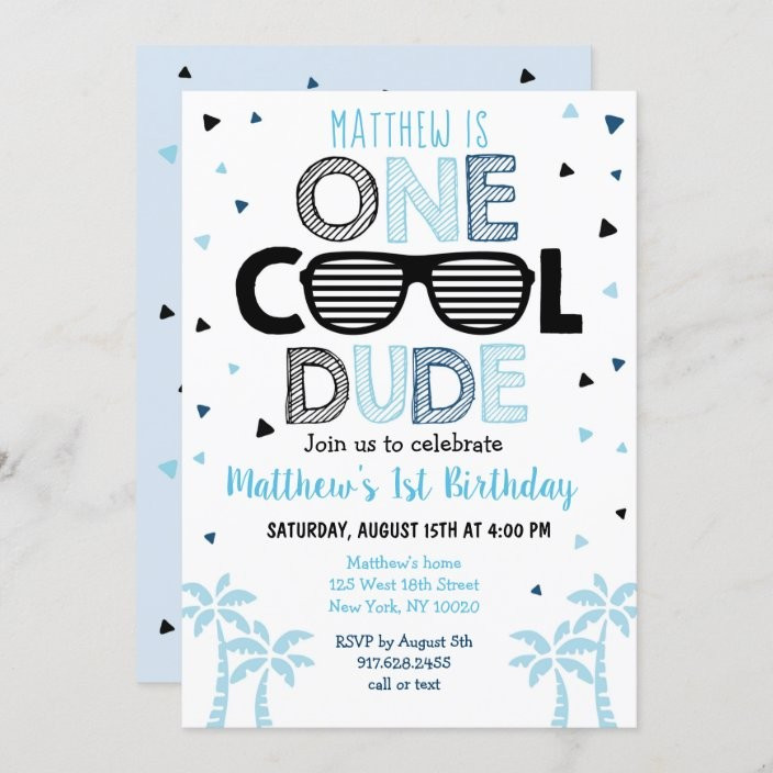 One Cool Dude Sunglass Boy First Birthday Invitation | Zazzle.com | Zazzle