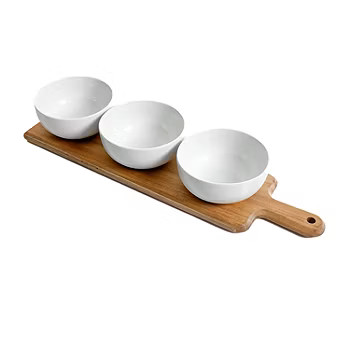Gibson Tidbit On Wood 4-pc. Stoneware Dipping Bowl | JCPenney