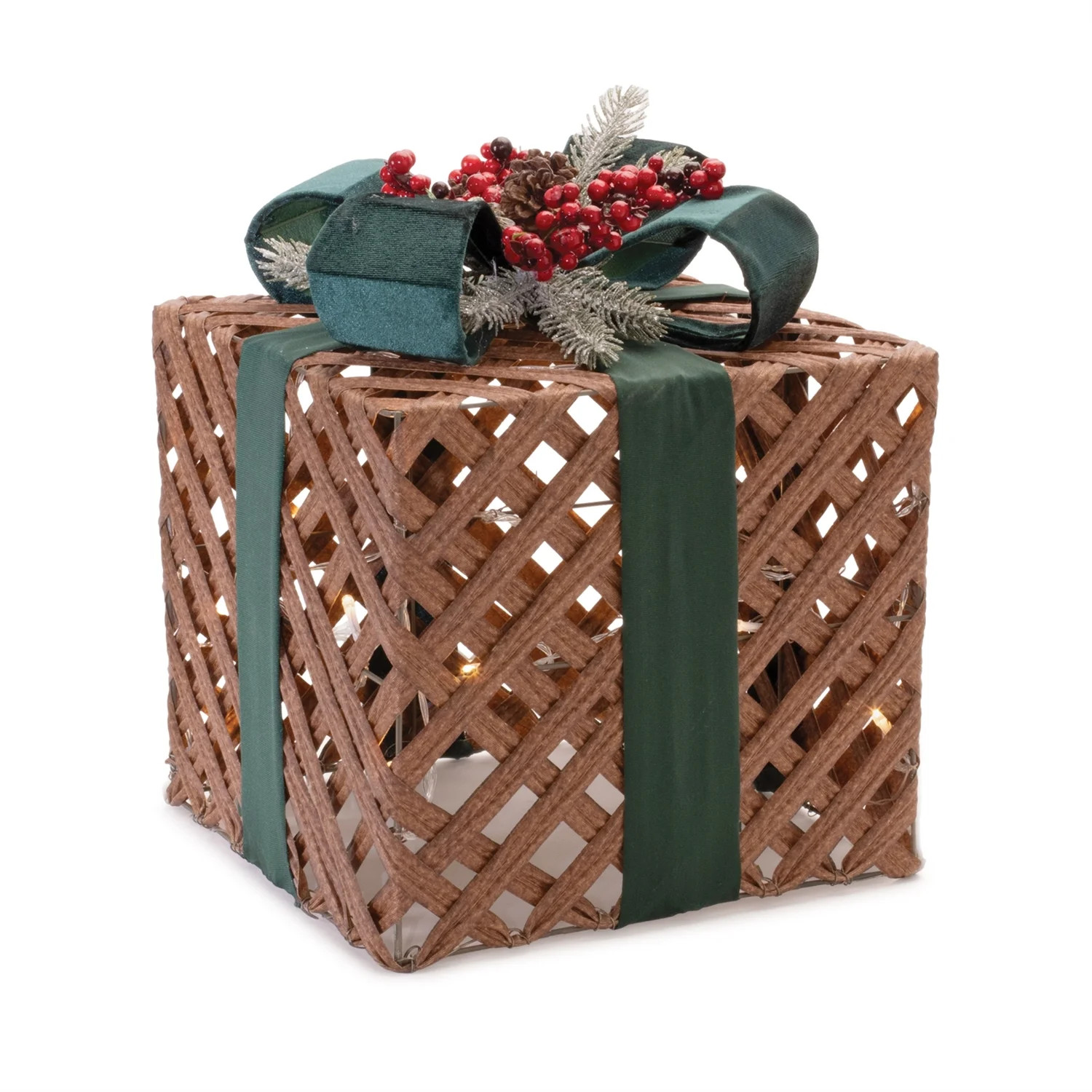 Melrose LED Lighted Woven Present with Bow Christmas Decorations - 13" - Set of 3 | Walmart (US)