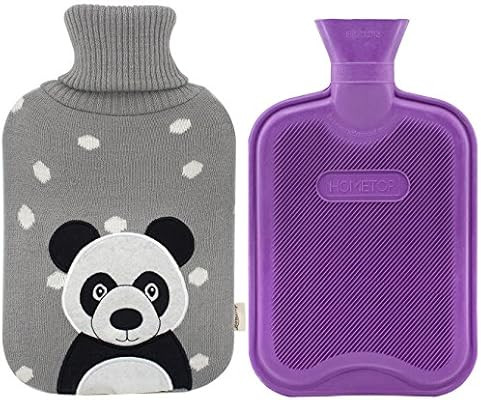 HomeTop Premium Classic Rubber Hot Water Bottle and Cute Animal Embroidery Knit Cover (Panda/Gray... | Amazon (US)