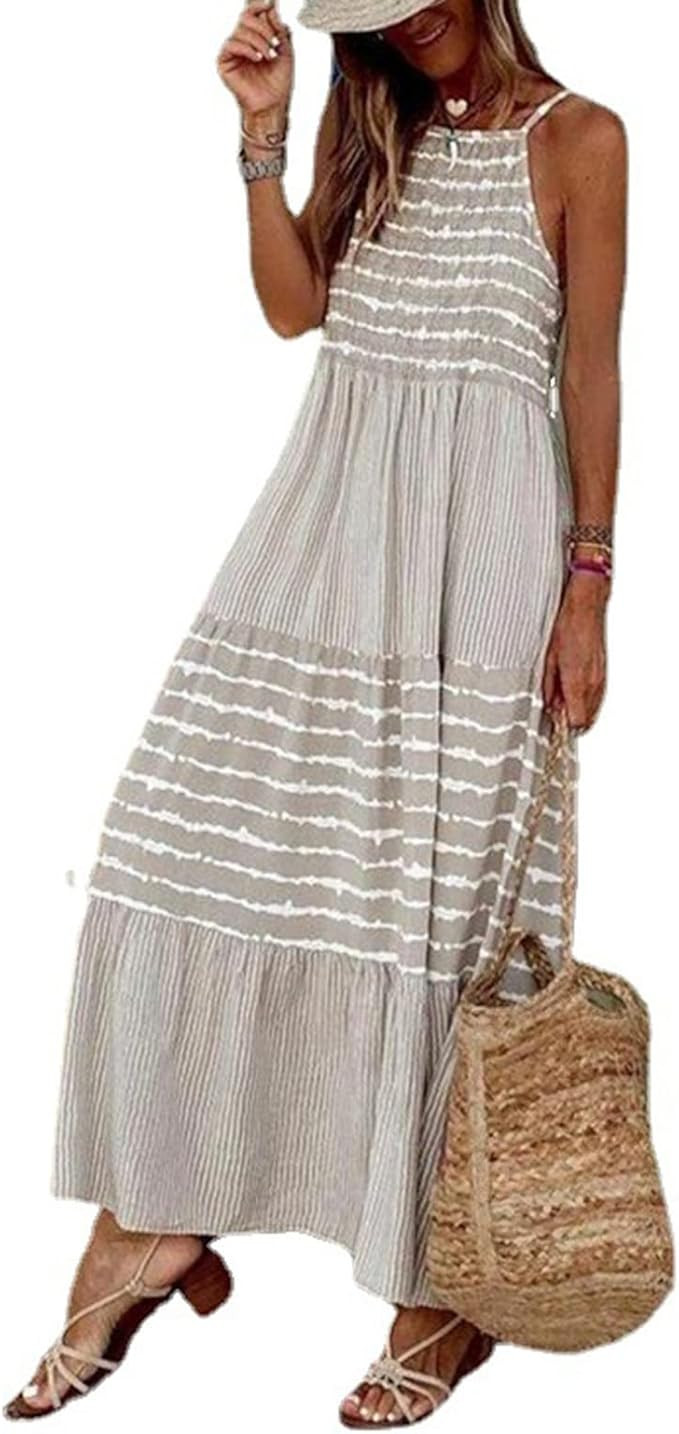 Long Dress Pullover Slim Sleeveless Large Hem Women Dress for Dating | Amazon (US)