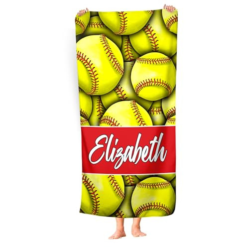 Girls Love A Monogram Personalized Softball Beach Towels for Adults, Kids - Mutiple Styles- Monogrammed Sports SwimmingTowels, Custom Softball Beach Towels Gifts | Amazon (US)