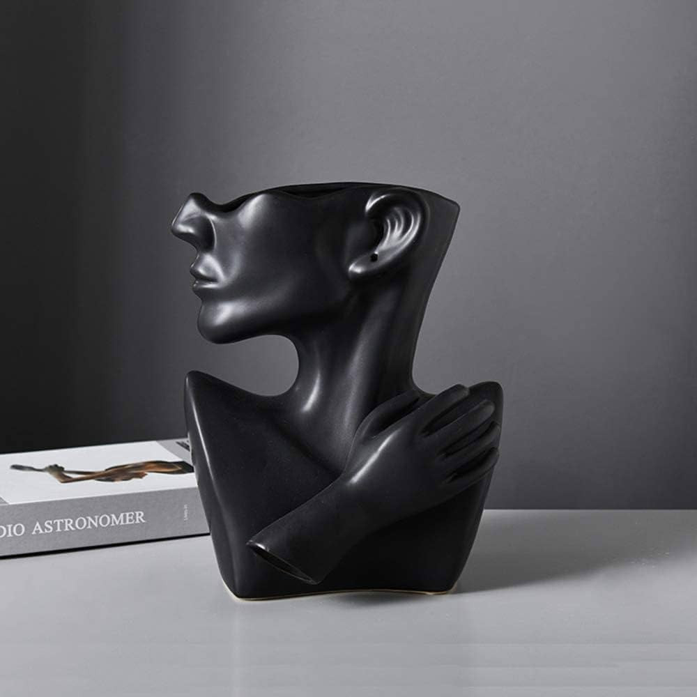 Ceramic Greek Statue Face Vase Black Creative Head Sculpture for Home Decoration | Amazon (US)