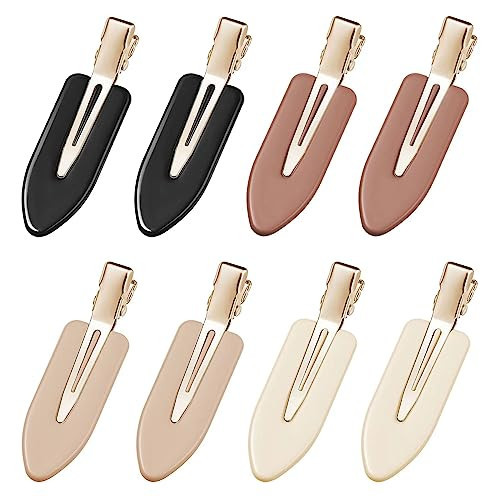 YIERSO 8 Pcs No bend Hair Clips No Crease Makeup Hair Clip Duckbill Clip No Dent Creaseless Alligator Hair Barrettes for Salon Hairstyle Women Girls Makeup Accessories (Black Coffee) | Amazon (US)