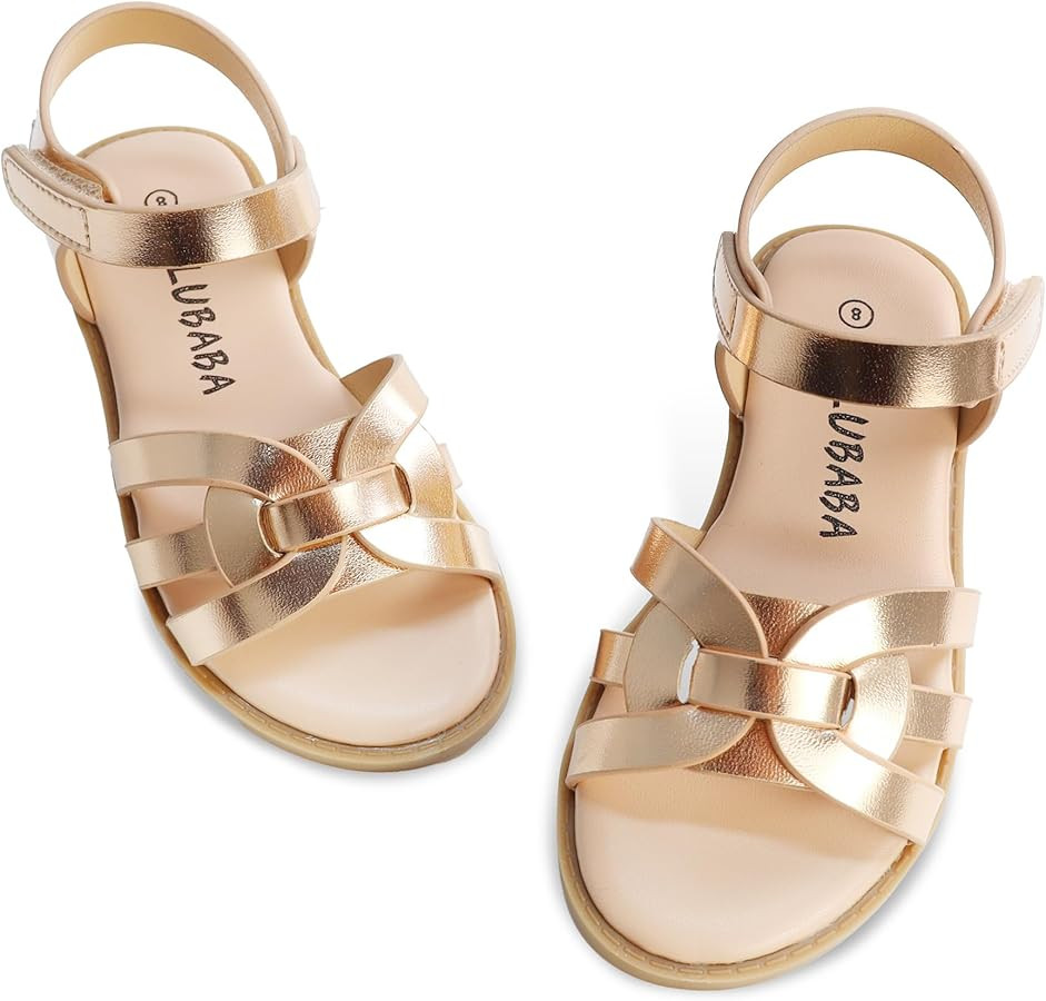 Toddler Girl Sandals Summer Shoes Open Toe Flat Sandals Strappy Soft Lightweight Shoes for Beach ... | Amazon (US)