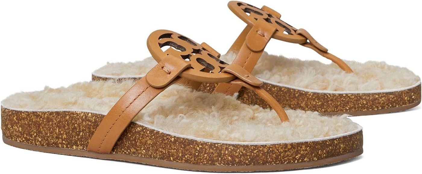 Tory Burch Cloud Shearling Flats Sandals, Caramel Corn/Buttermilk | Amazon (US)