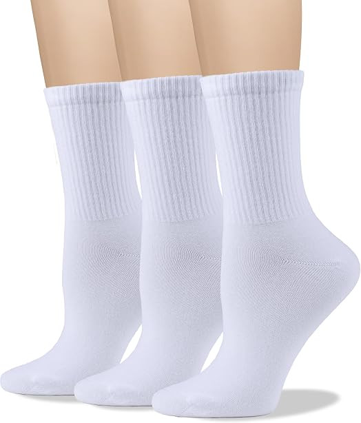 COTTON DAY Women's Soft Combed Cotton Socks Seamless Toe Black White Navy | Amazon (US)