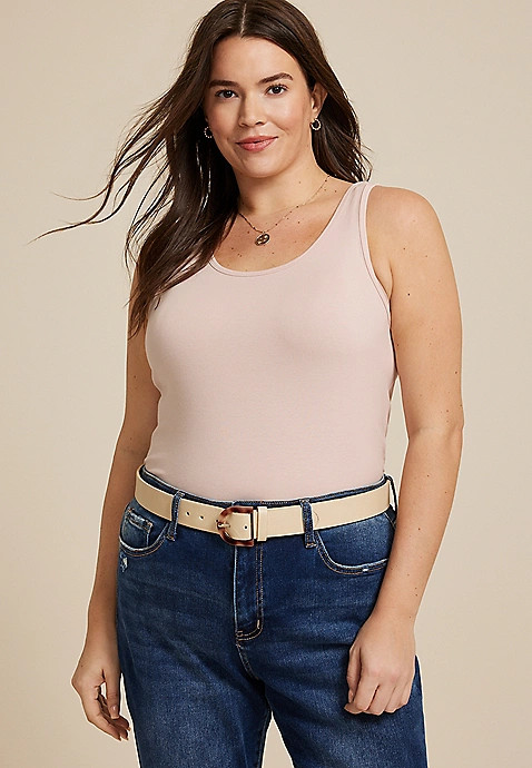 Plus Size Solid Scoop Neck Tunic Tank Top | Maurices