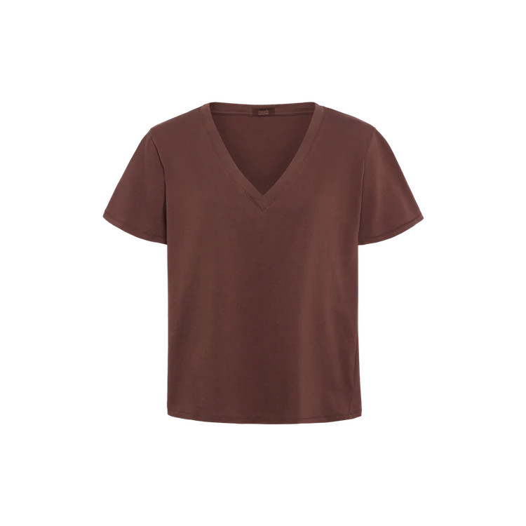 Vintage Cotton V-Neck Everyday T-Shirt | Coffee | Nuuds US