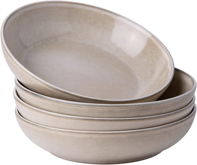 AmorArc 8.5'' Large Pasta Bowls, 36oz Ceramic Salad Serving Bowls Set of 4 for Kitchen, Wide Ston... | Amazon (US)