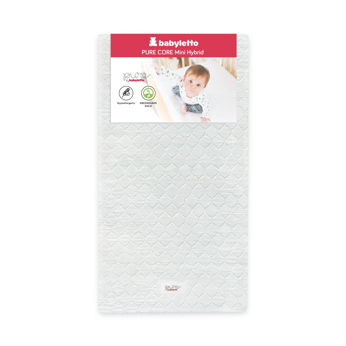 Babyletto Pure Core Mini Crib Mattress | Hybrid Quilted Waterproof Cover | The Tot