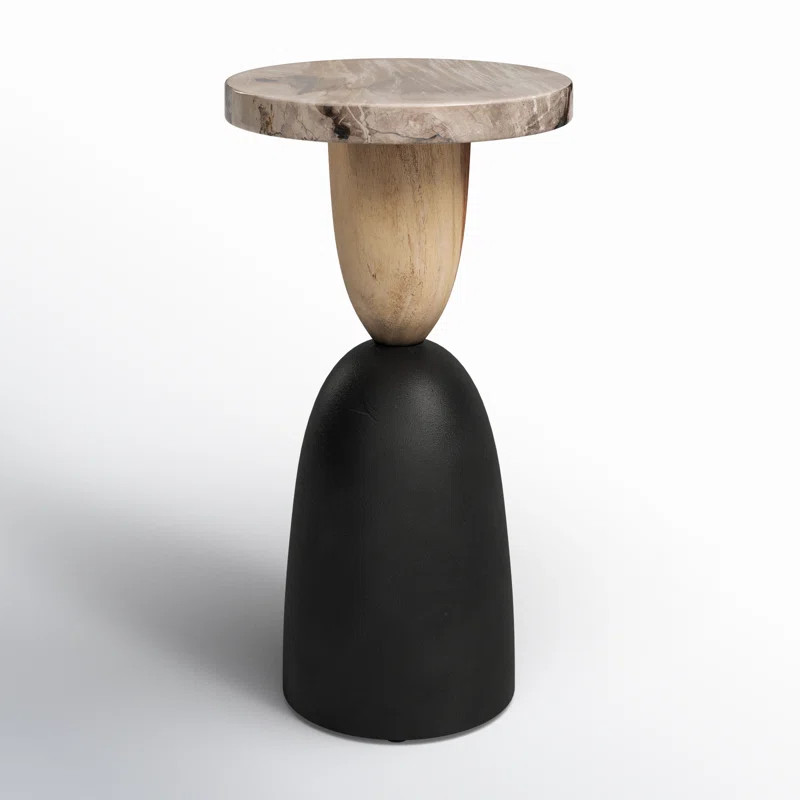 Joss & Main Neutral Modern 20" Petrified Wood Inspired Suar Wood Natural Side Accent Table - 12" ... | Wayfair North America