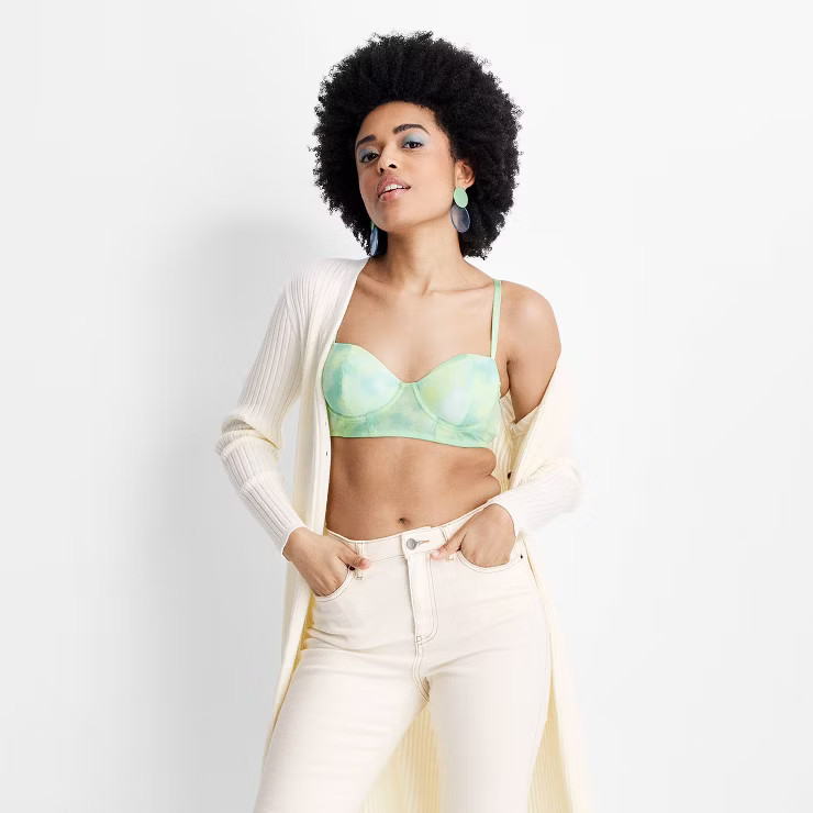Women's Tie-Dye Bralette - Future Collective™ with Gabriella Karefa-Johnson Light Green/Turquoi... | Target