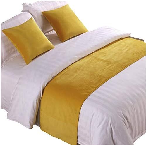 Yellow Bed Runners and Scarves Set, 1 Velvet Bed Runner and 2 Throw Pillow Covers,102" x 19" | Amazon (US)