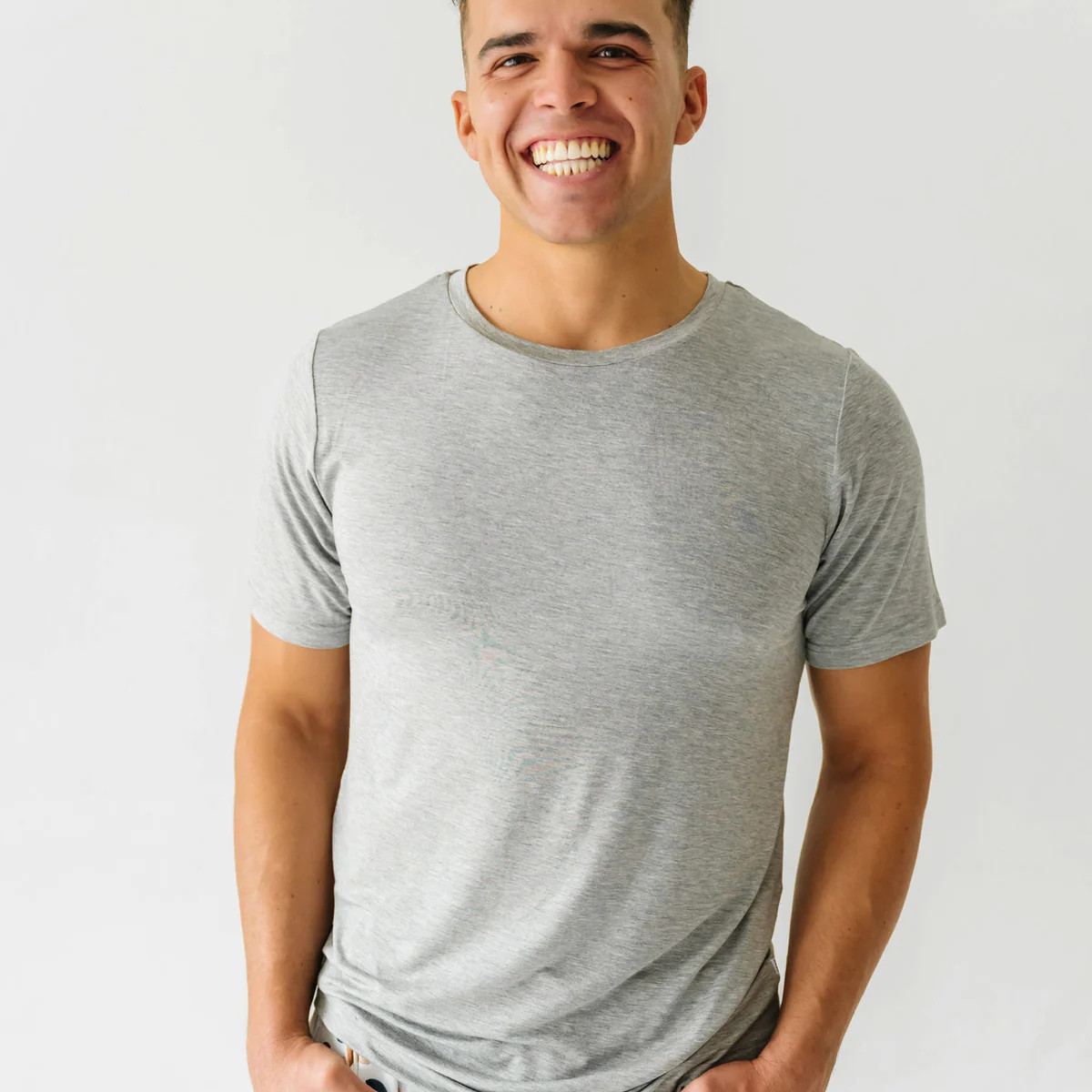 Heather Gray Men's Short Sleeve Pajama Top | Little Sleepies