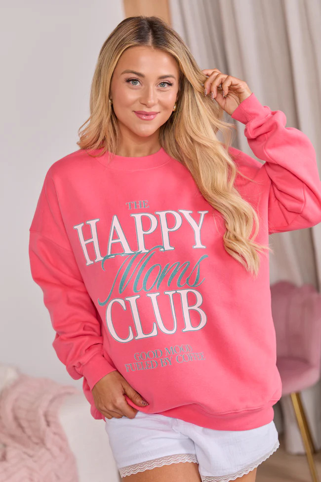 Happy Moms Club Light Red Graphic Sweatshirt SALE | Pink Lily
