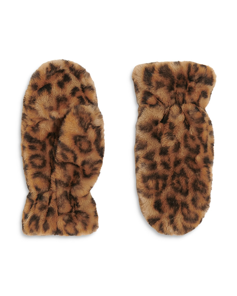 Apparis Coco Leopard Print Faux Fur Mittens | Bloomingdale's (US)