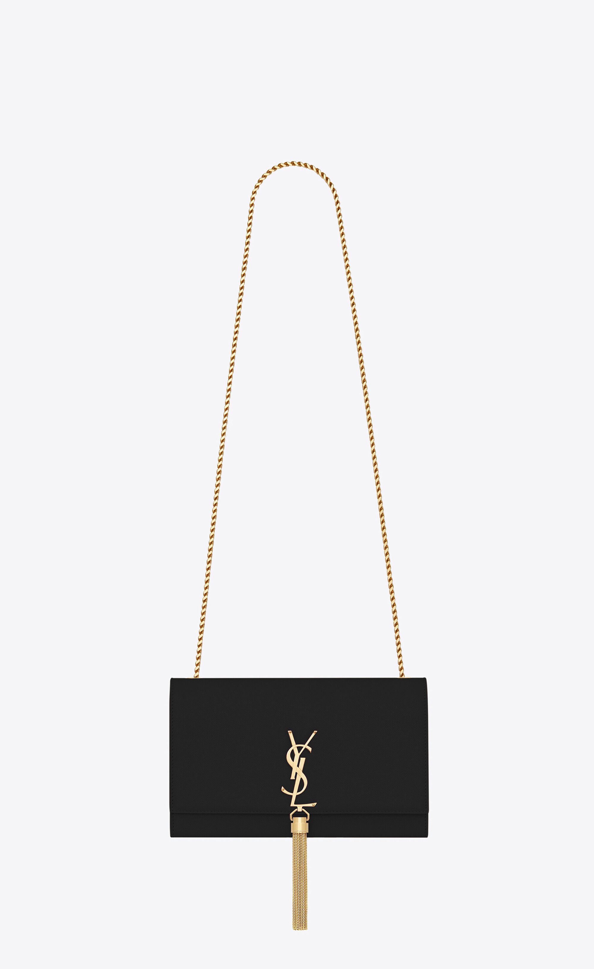 Kate Medium Bag With Tassel In Grain De Poudre Embossed Leather Black One Size | Saint Laurent Inc. (Global)