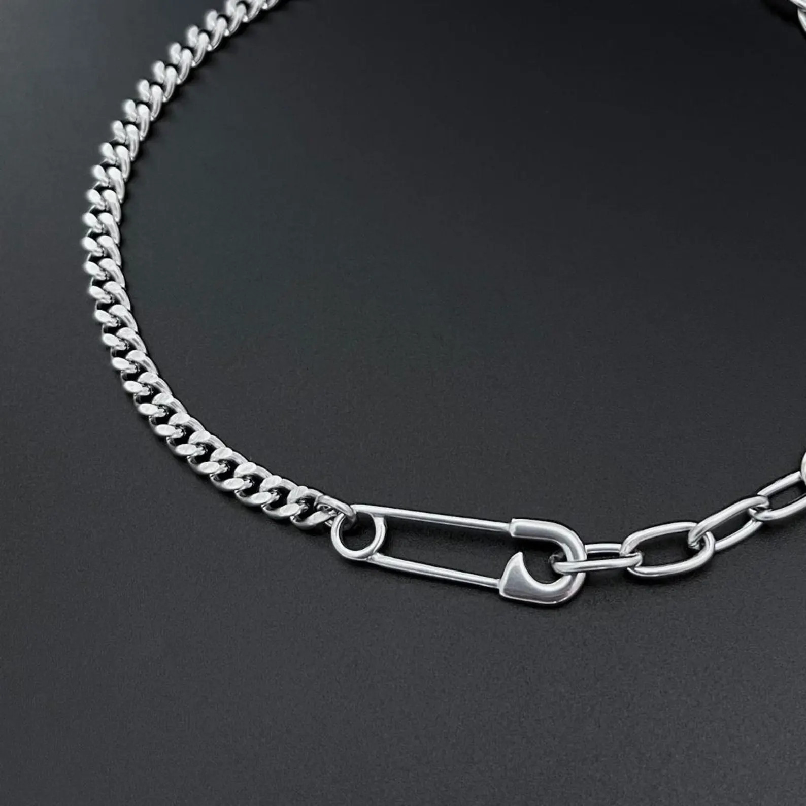 Stainless Steel Safety Pin Chain Necklace: Handmade Grunge Pendant | Etsy (US)