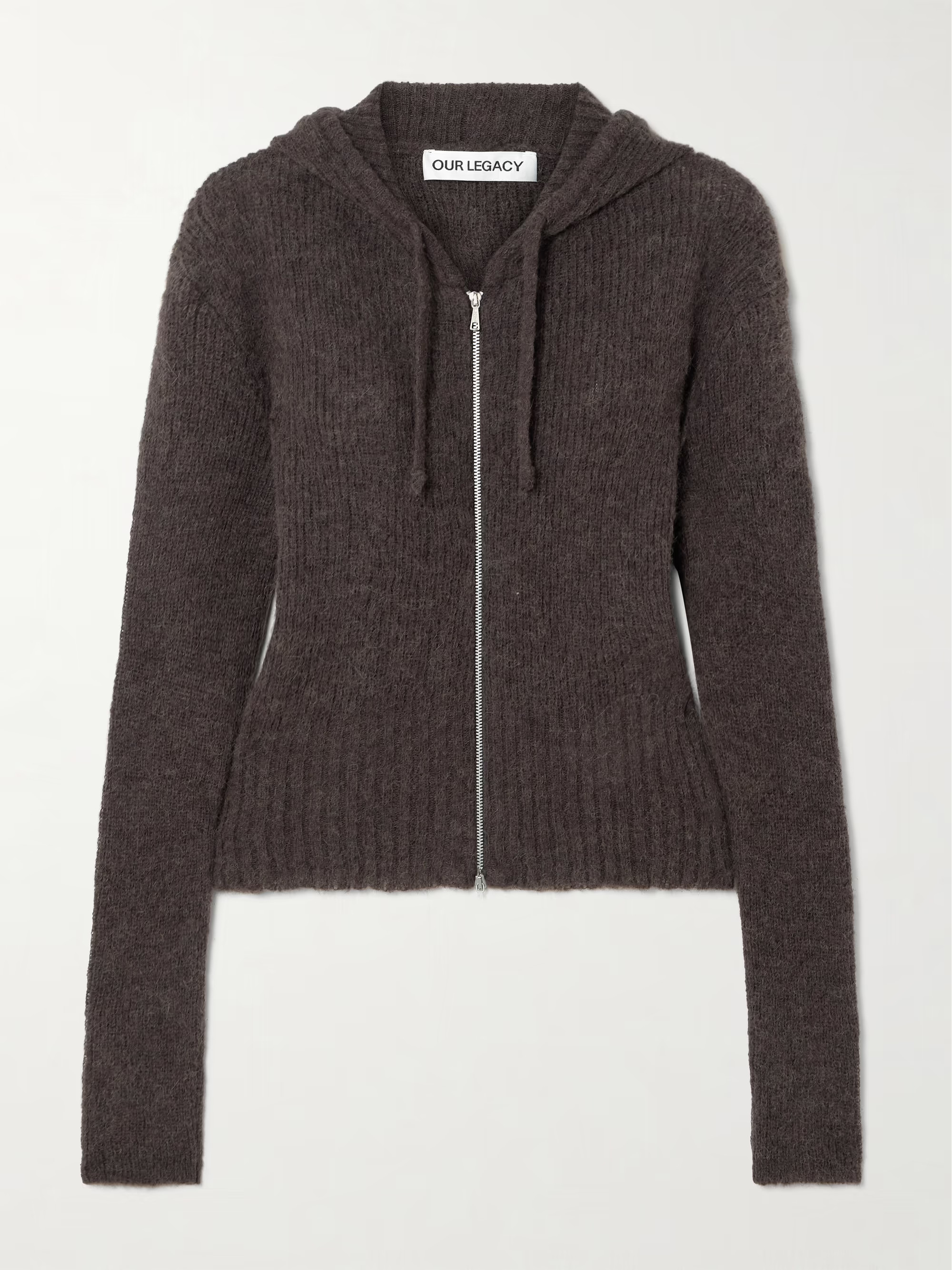 Compact hooded ribbed brushed alpaca-blend cardigan | NET-A-PORTER (US)