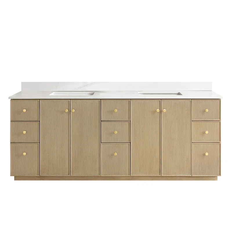 84'' Double Bathroom Vanity with Quartz Top | Wayfair North America