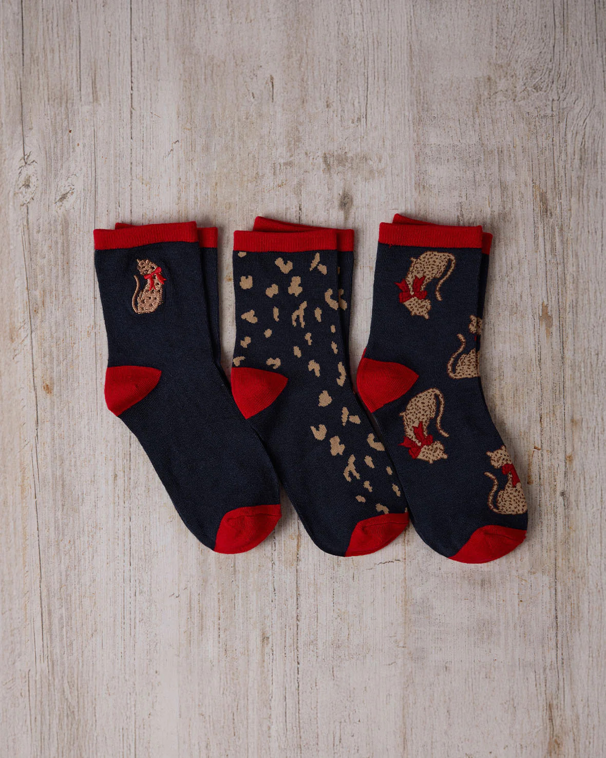 Christmas Leopard Socks 3 Pack | Chelsea Peers NYC