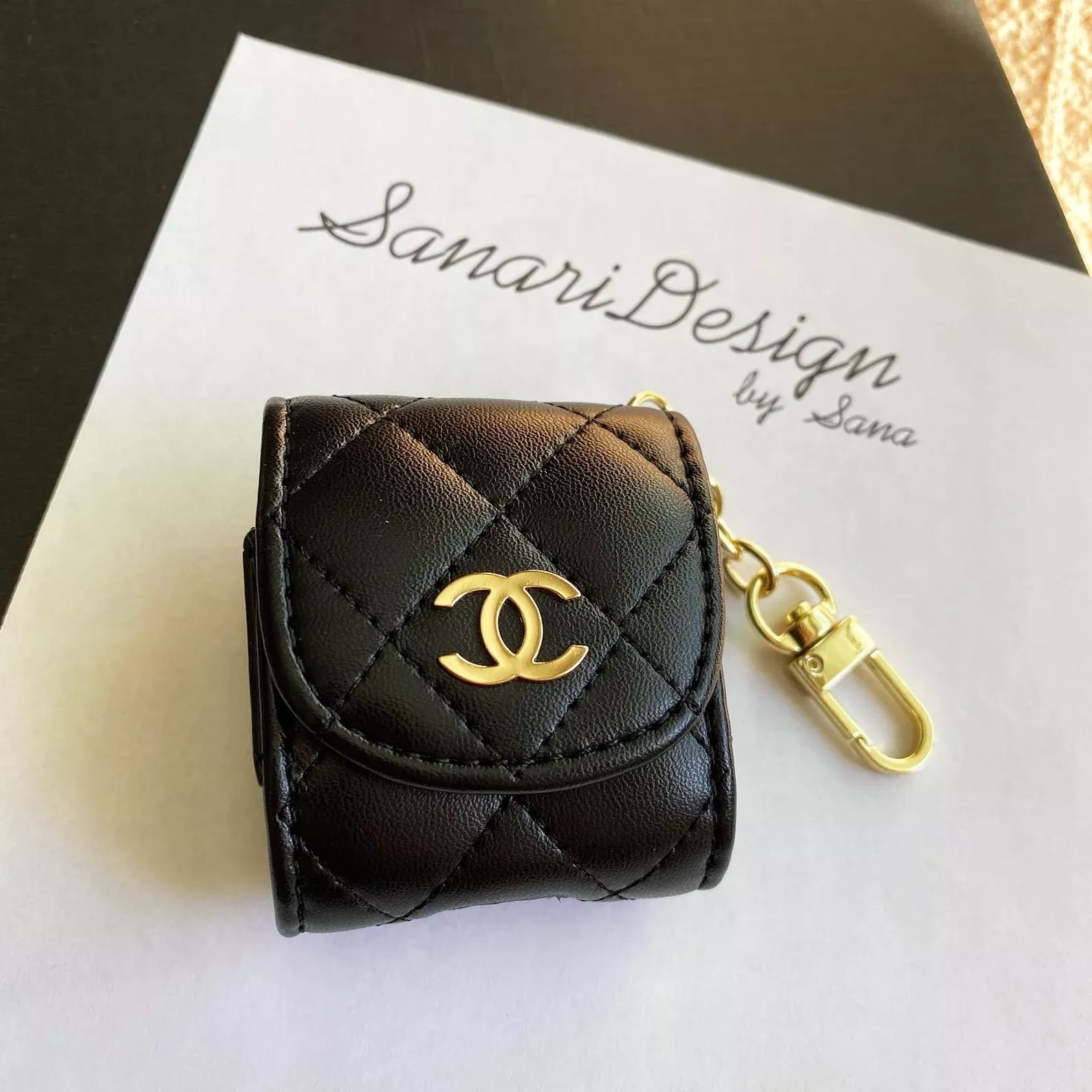 Chanel AirPods Pro Case Black in Lambskin with Gold-tone - US