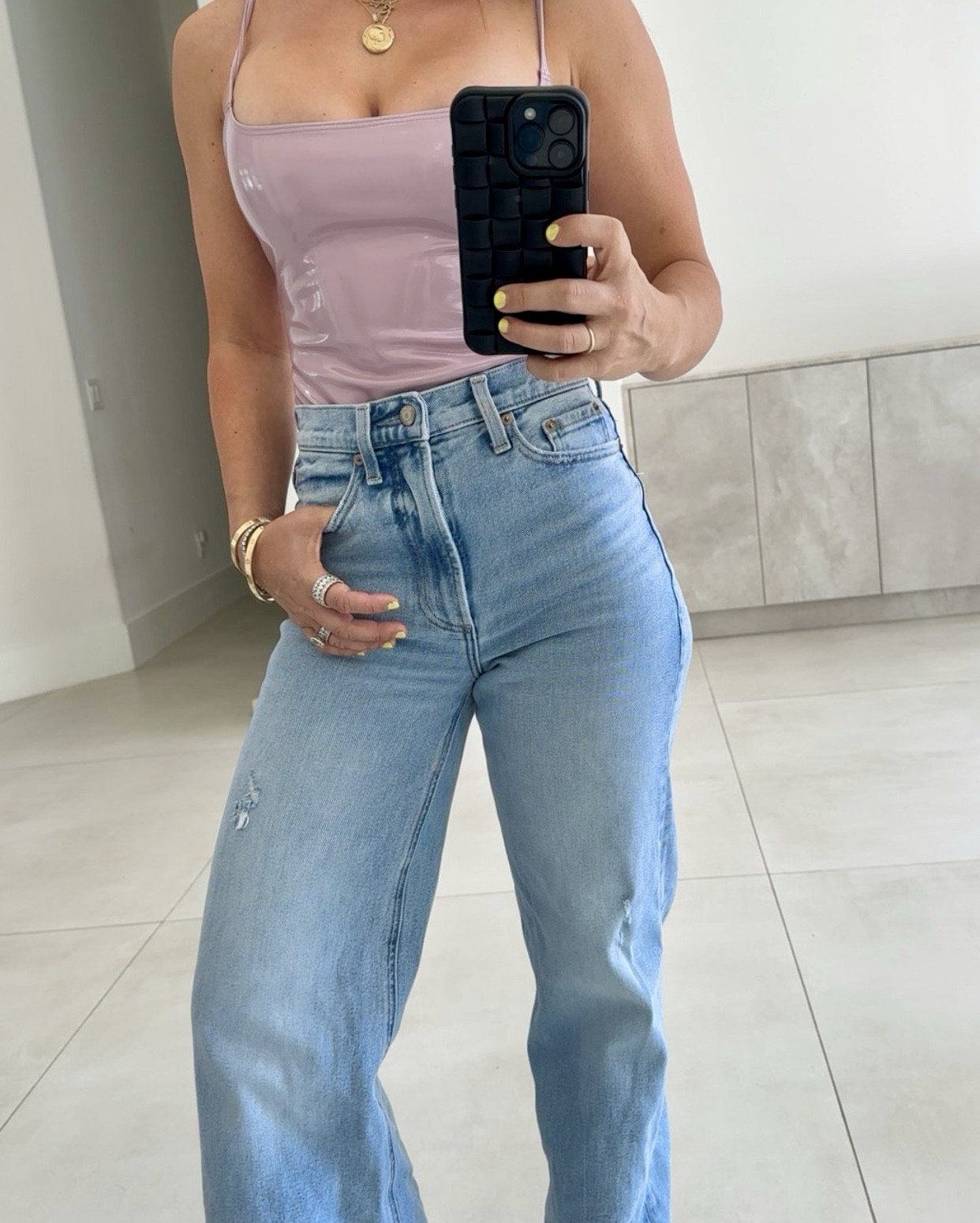 Baggy jeans and commando latex bodysuit 

#LTKParties #LTKSaleAlert #LTKU