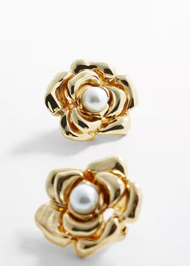 Pearl decoration flower earrings -  Women | Mango United Kingdom | MANGO (UK)