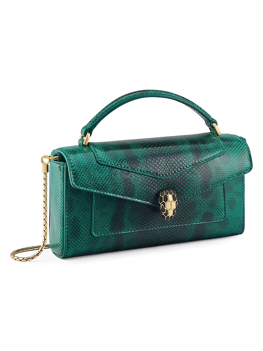 Women's Serpenti Forever Snakeskin-Embossed Leather Top Handle Bag - Smeraldo Prezioso | Saks Fifth Avenue