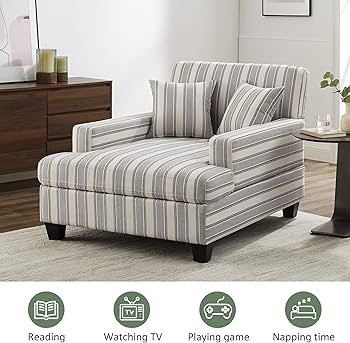 VANOMi Chaise Lounge Chair 47", Recliner Sleeper Sofa with Adjustable Backrest & Pillows, Oversiz... | Amazon (US)