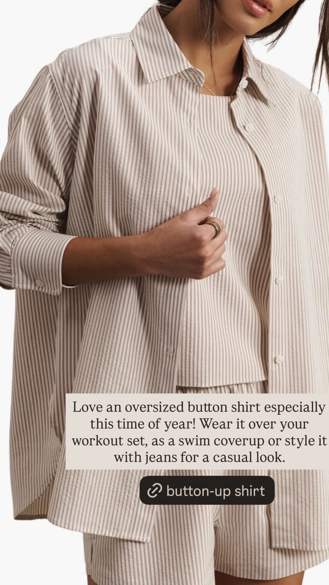 Love an oversized button shirt especially this time of year! Wear it over your workout set, as a swim coverup or style it with jeans for a casual look.

#LTKSeasonal #LTKgrwm #LTKootd